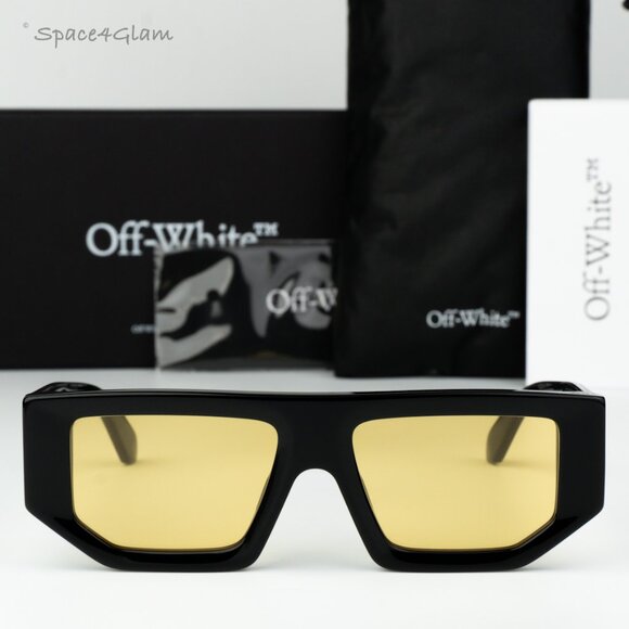 Off-White Women Sunglasses Black Yellow Square OERI13F VANCOUVER 1018 BRAND NEW - Picture 3 of 14